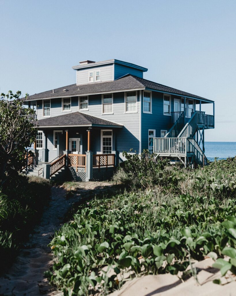 Raised beach house among the dune scrub