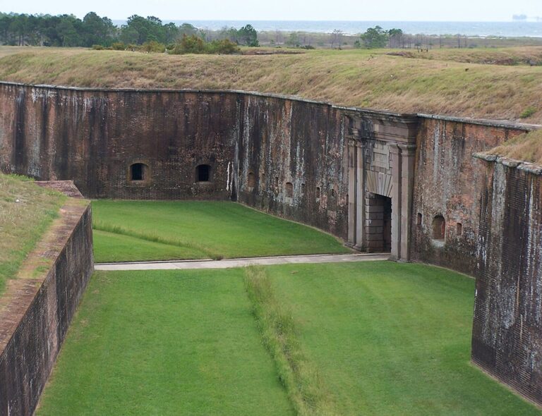 Brick walls and sally port of Fort Morgan, at the mouth of Mobile Bay