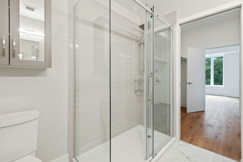 Glass walk-in shower