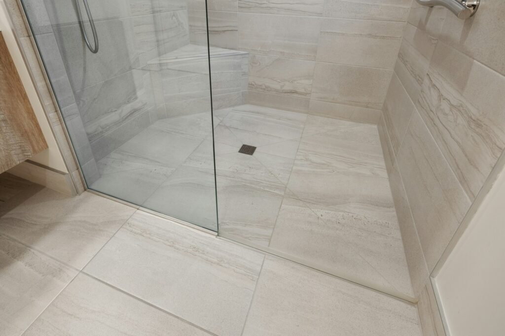 Large tiled walk-in shower