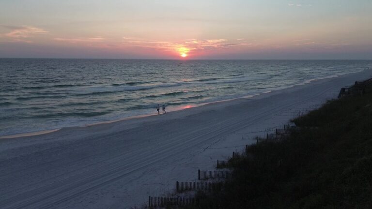 Sunset over a Gulf Coast beach (stock footage still)